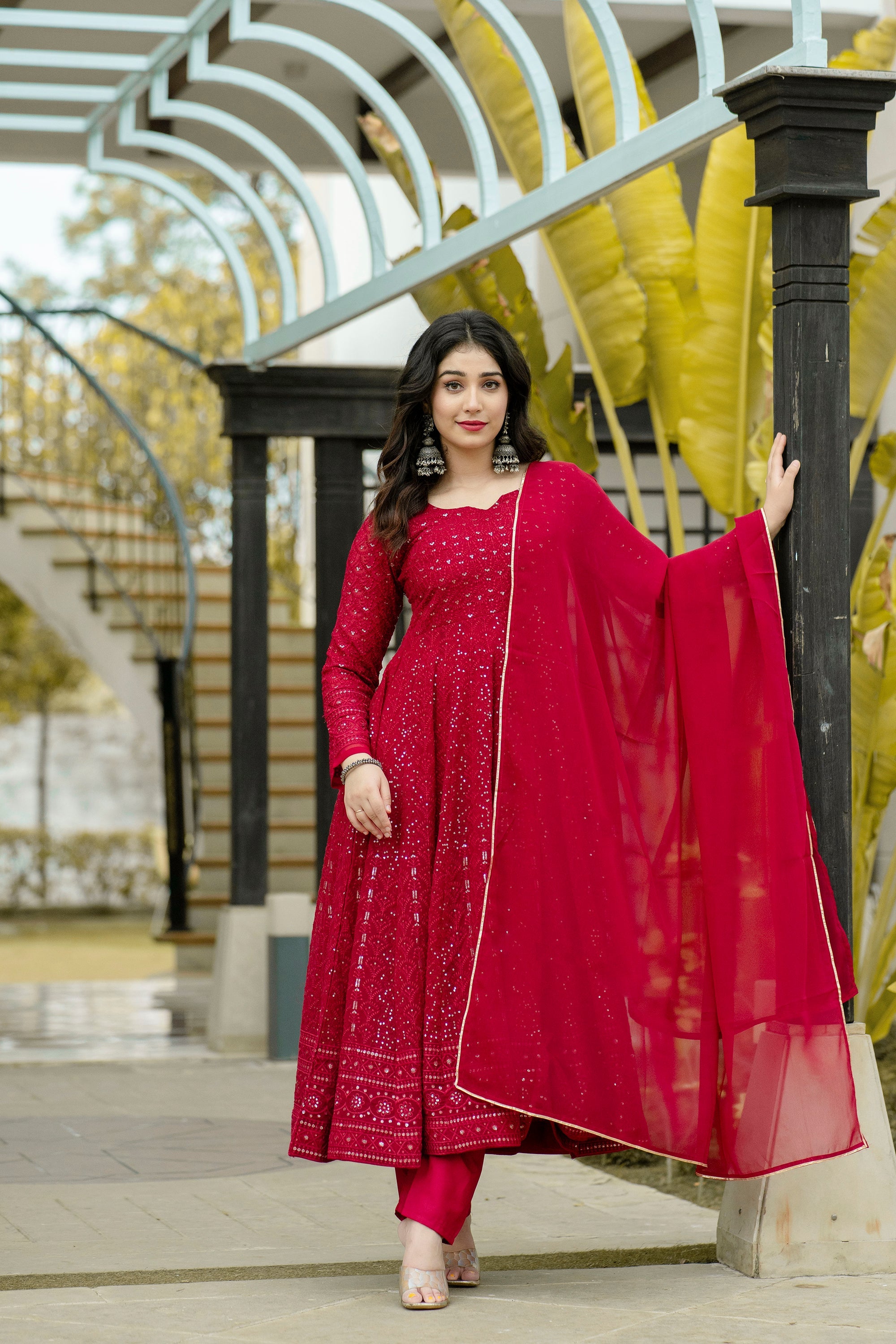 ATMIYA RED ANARKALI SUIT SET SC 6013