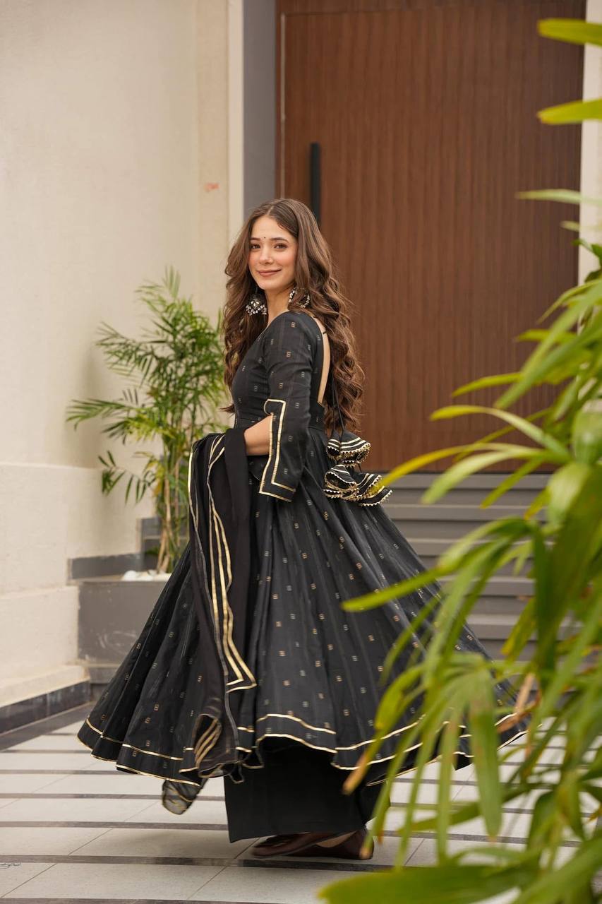 ISHANI BLACK ANARKALI SUIT SET