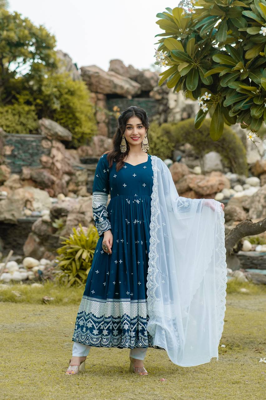ZENNY EMBROIDERY WORKED ANARKALI SUIT SET SC 6018
