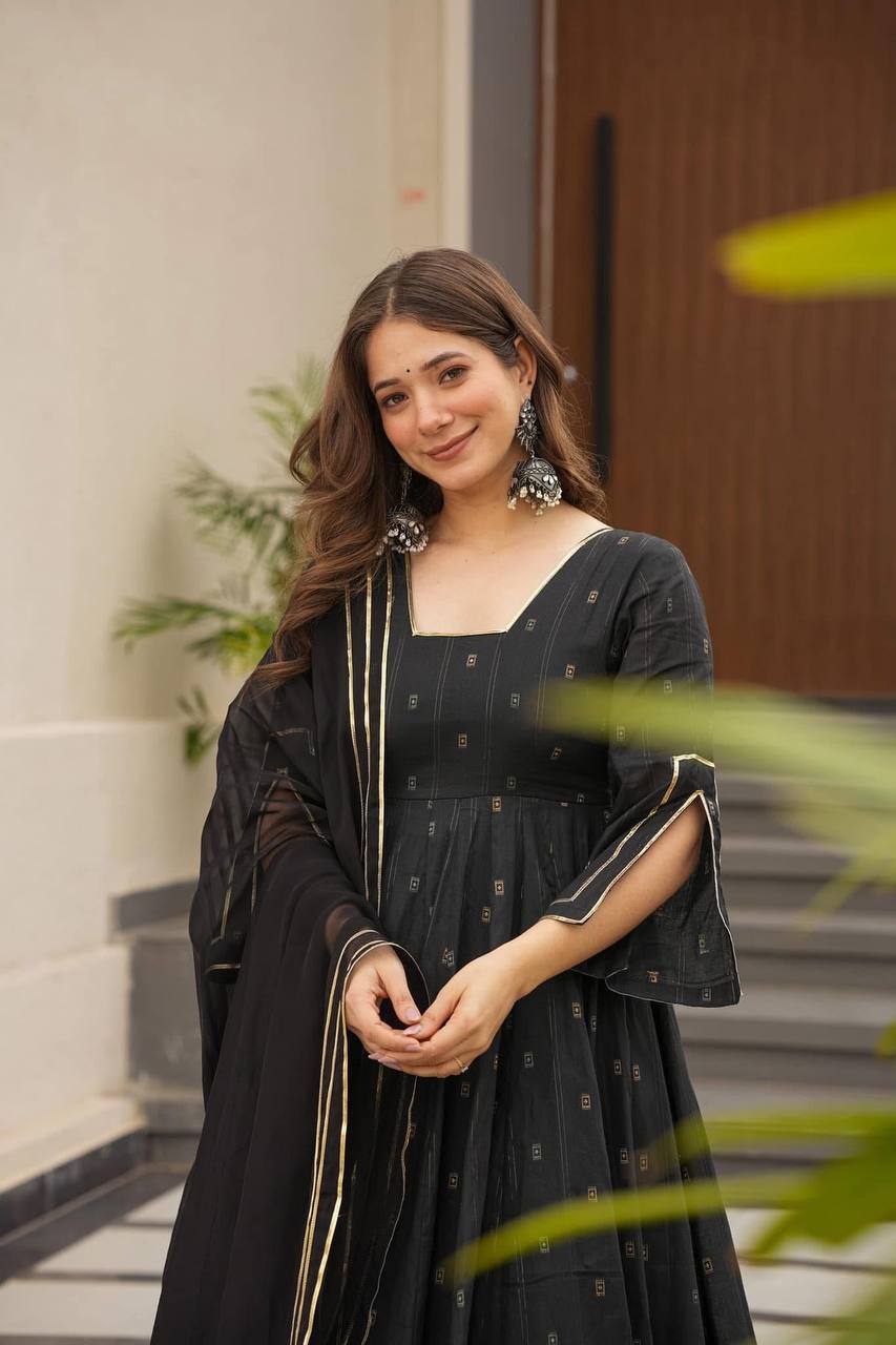ISHANI BLACK ANARKALI SUIT SET
