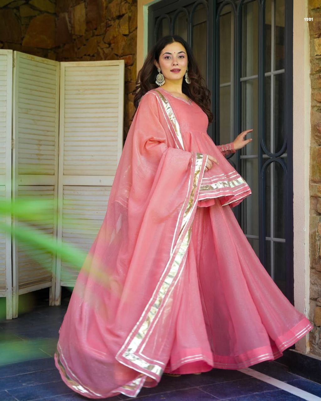 Crush Fabric Top, Palazzo & Dupatta