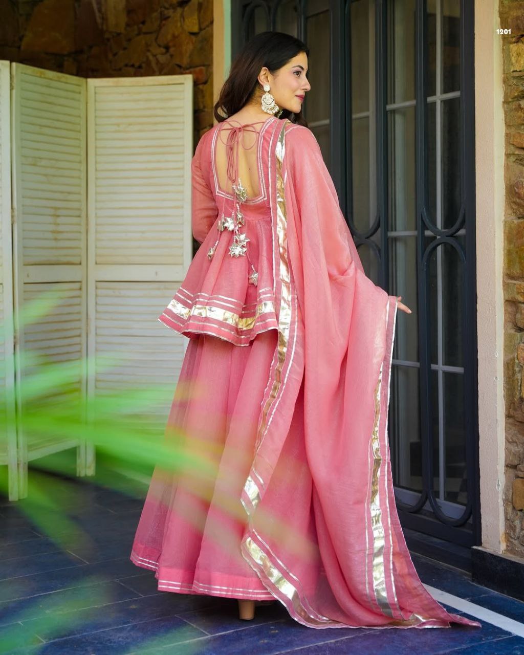 Crush Fabric Top, Palazzo & Dupatta