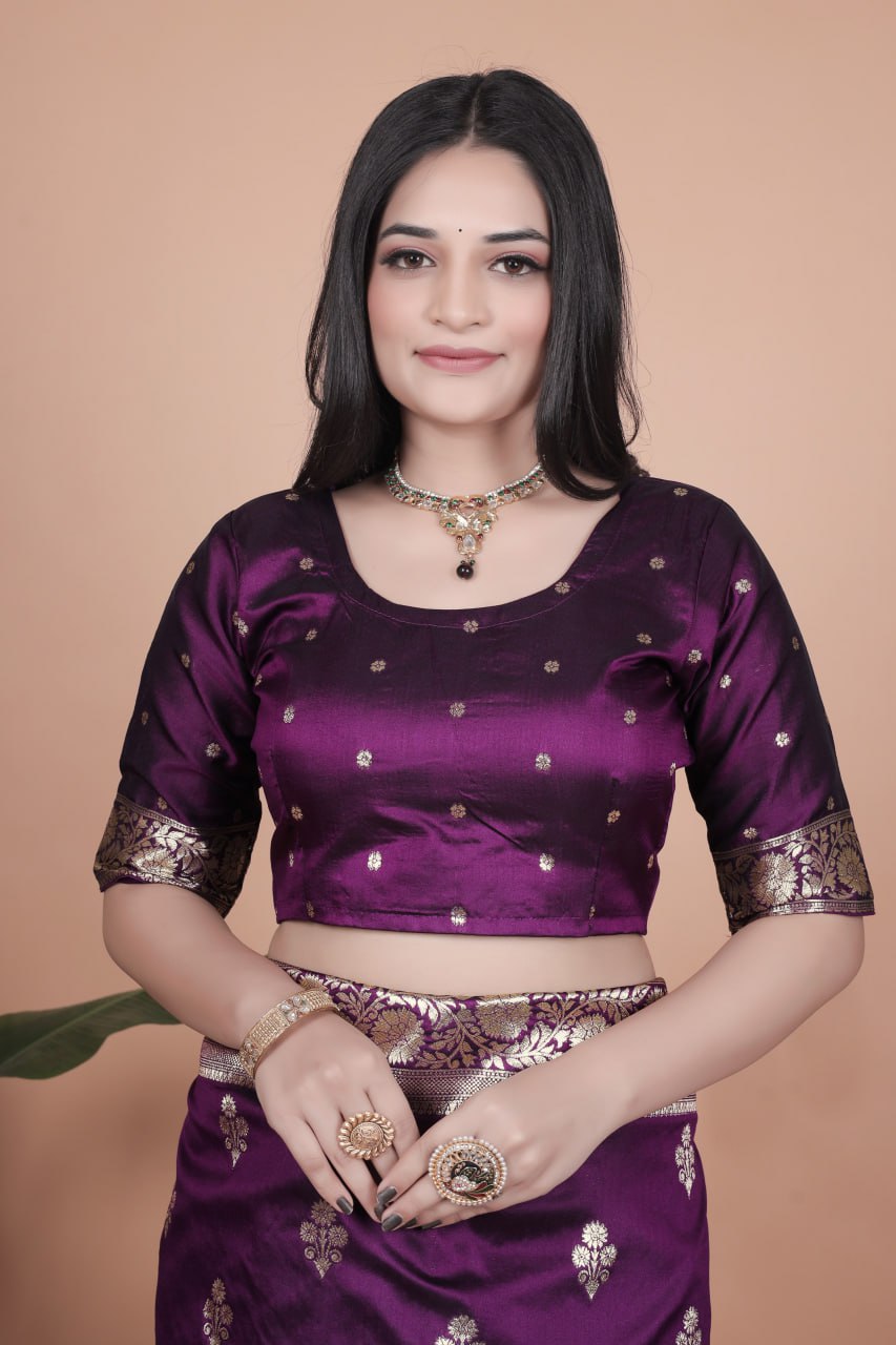 Royal Purple Banarasi Silk Saree with Peacock Pallu