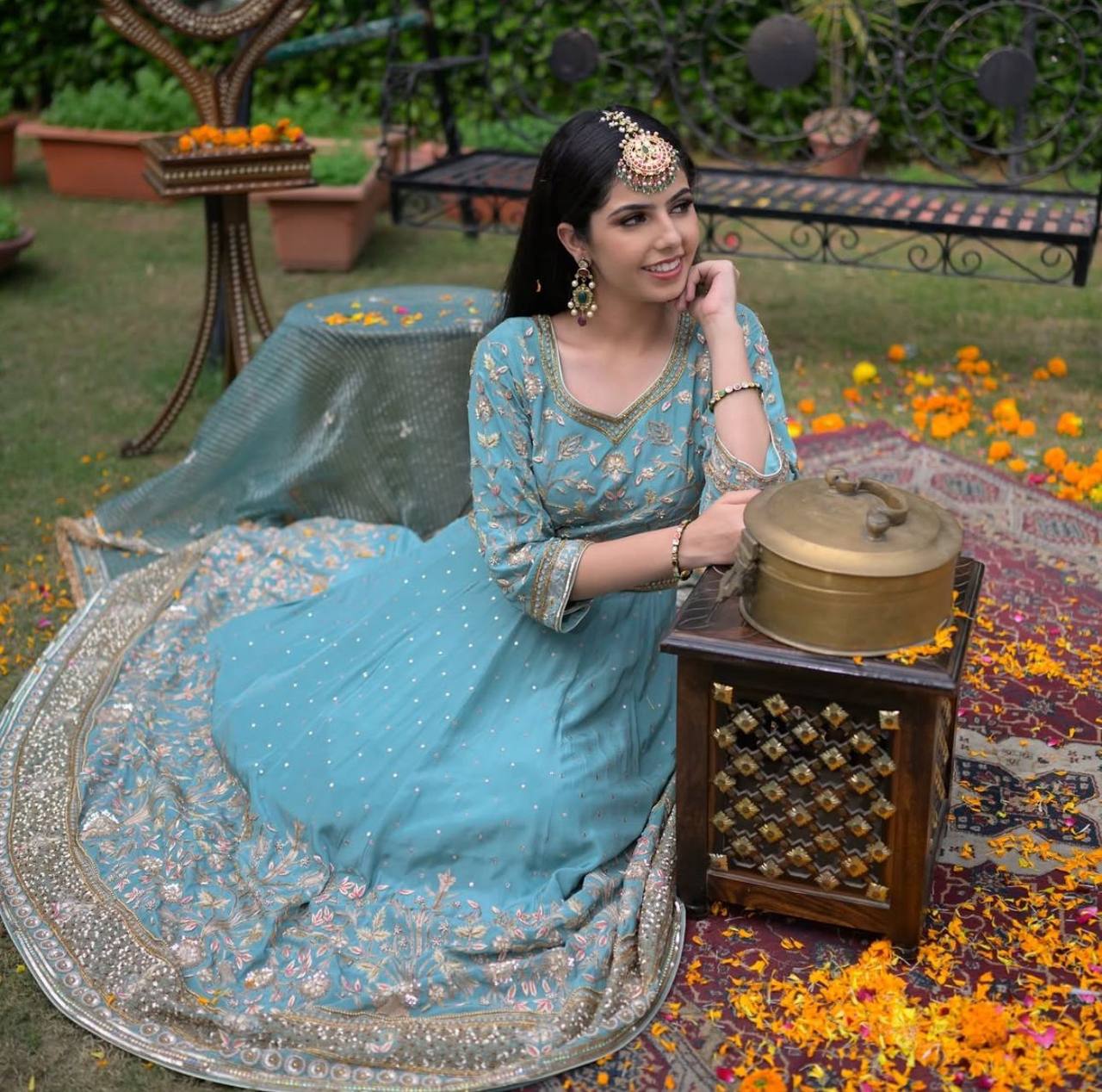 Heavy Fox Georgette Embroidered Gown with Dupatta – Premium Partywear Set