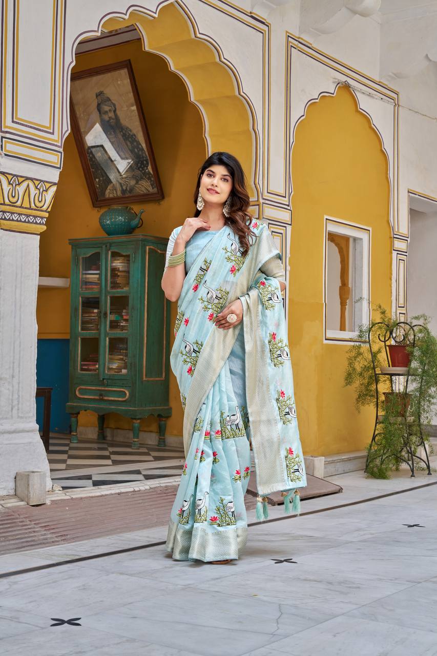 Kota Crystal Festival Saree with Heavy Embroidery Border