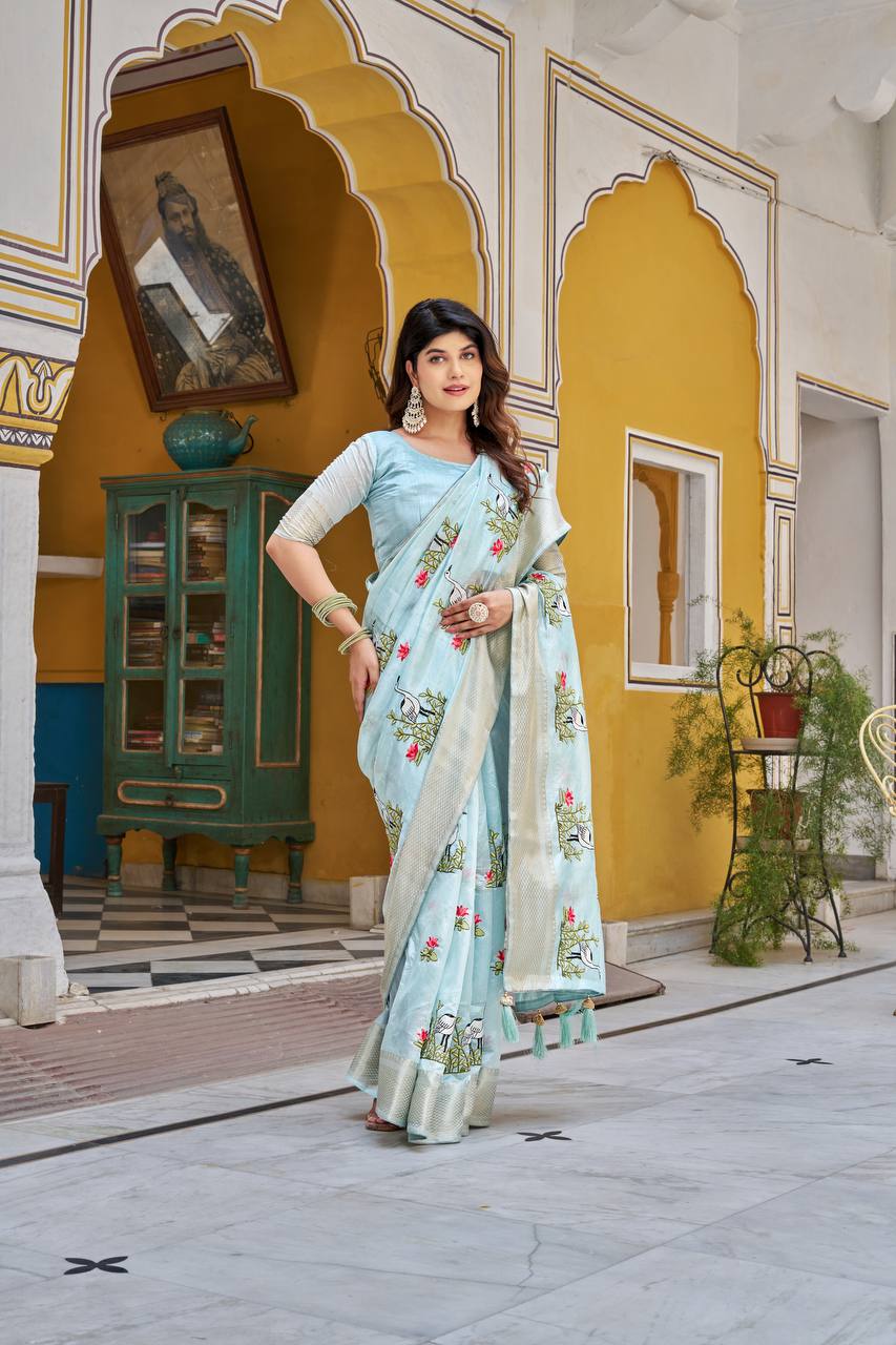 Kota Crystal Festival Saree with Heavy Embroidery Border