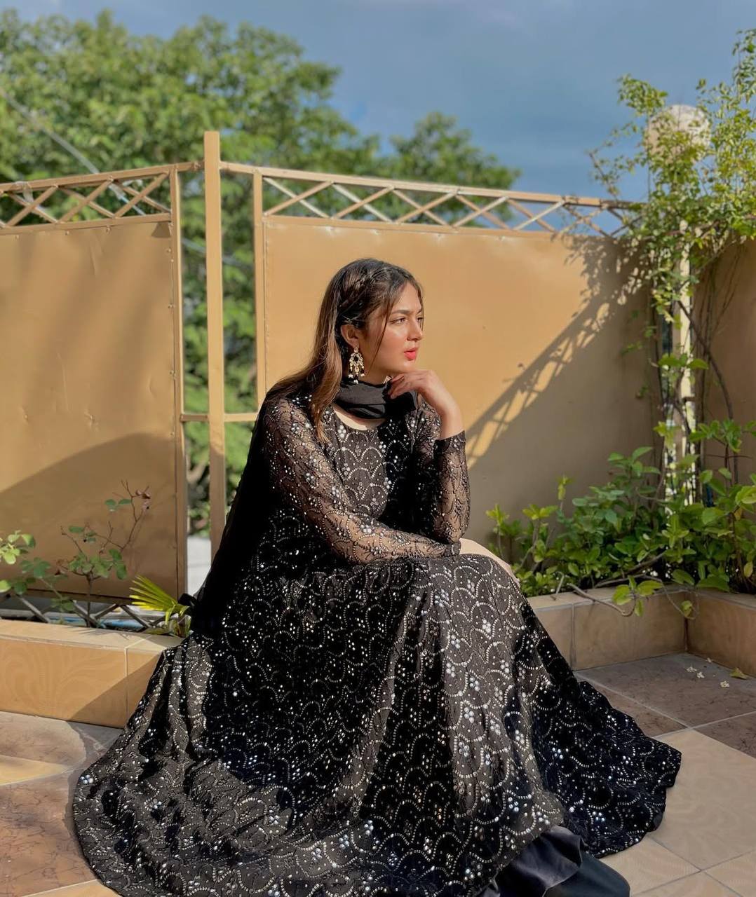 AAKANSHA BALCK ANARKALI SUIT SET