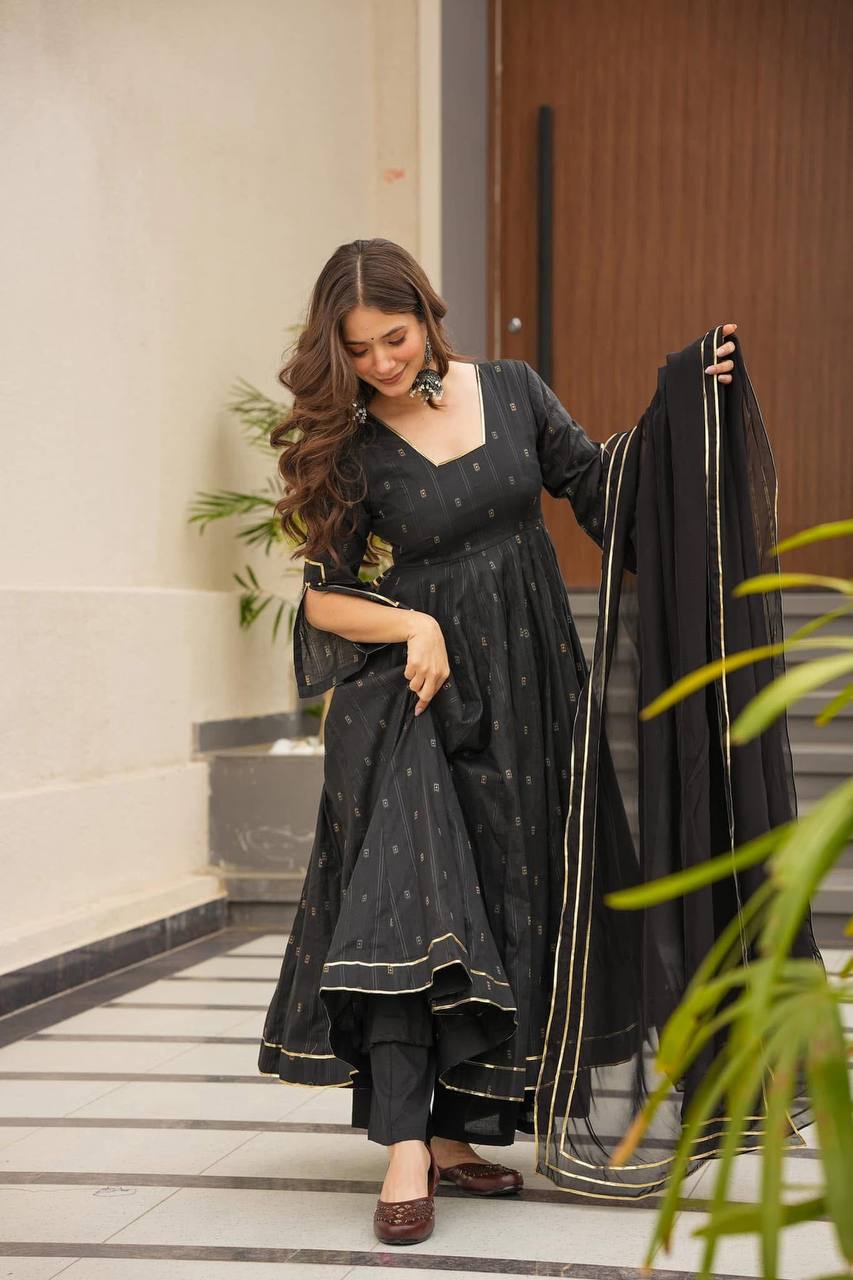 ISHANI BLACK ANARKALI SUIT SET
